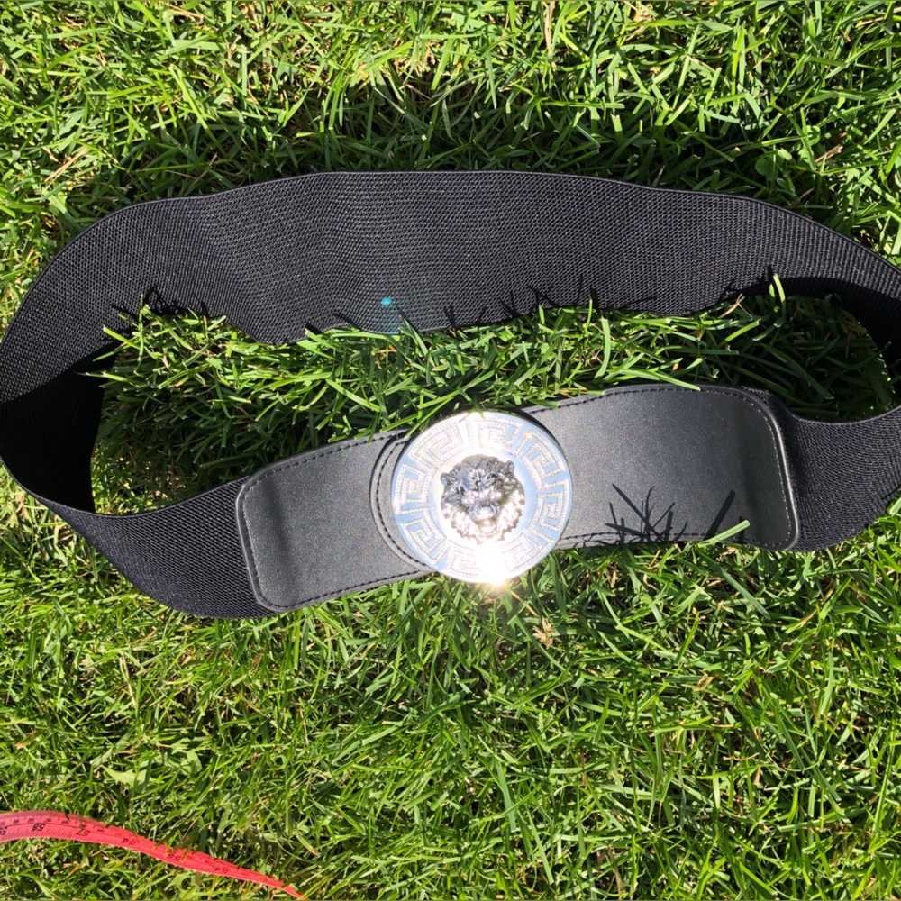 Black wide 3” Stretch Belt with Silver Buckle